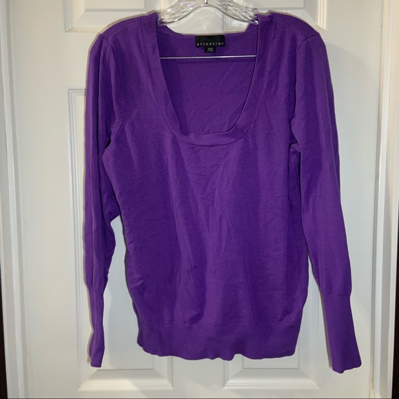 Attention Purple Knit Scoop Neck Long Sleeve Sweater size XXL - Picture 1 of 8